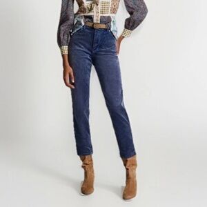 NWT Pilcro Anthropologie High-Rise Skinny Stretch Corduroy Pants Blue Sz 34 Tall
